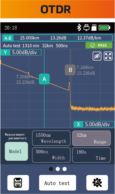 3S 500MiNi Smart OTDR 1550nm filter test 1490nm 1577nm link OTDR Interface