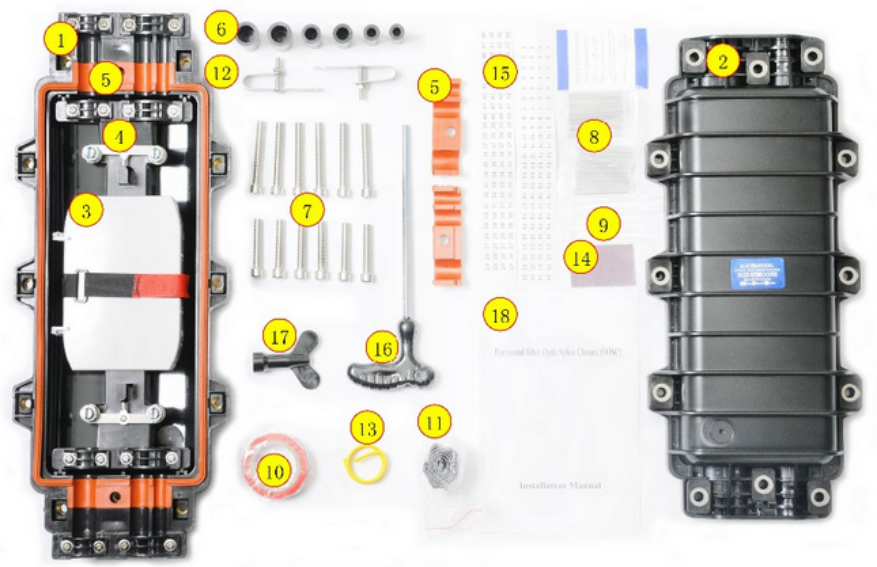 Parts List of fiber optic splice closure BIM-O6