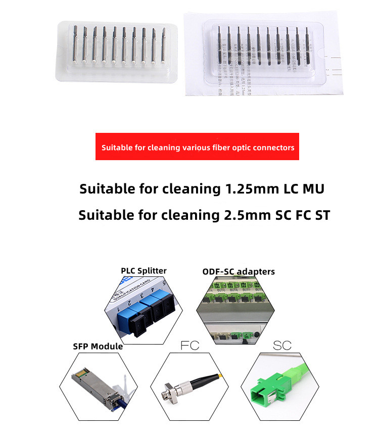 Electric Fiber Optic Cleaner with Replaceable 2.5mm & 1.25mm Cleaning Rod