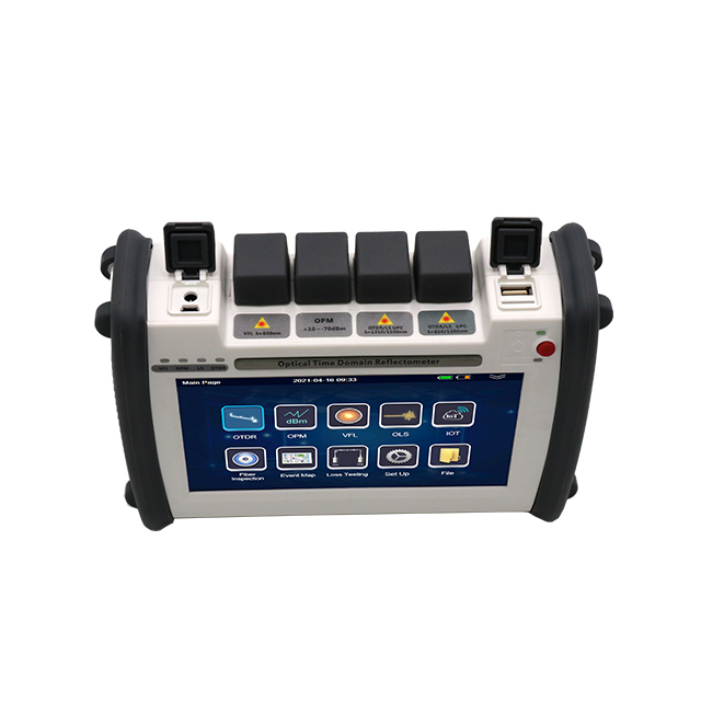 2200MAX-OTDR-top-view-optical-test-ports-USB-interface-and-laser-safety-warning-labels